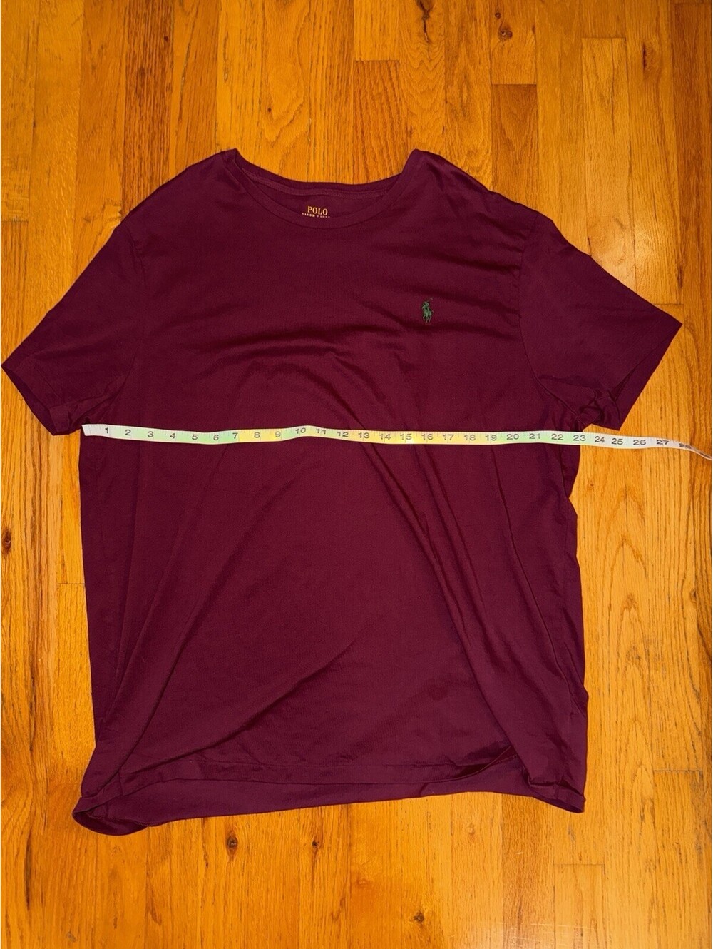 Polo Ralph Lauren XXL Burgundy T Shirt Green Pony Logo Crew Neck